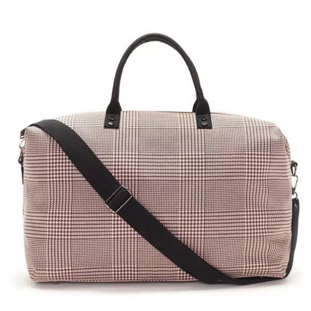 Lulu Dharma Women's Black Pink Plaid Frasier Weekender Travel Bag